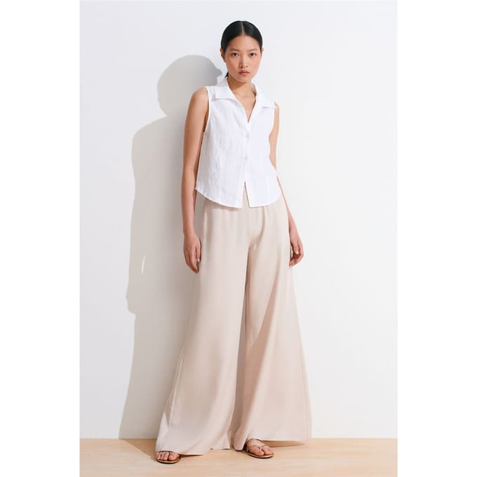Hoge Taille Wijdbenige Tencel Palazzo Broek