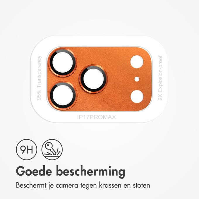 imoshion Camera Lens Protector - Geschikt voor iPhone 17 Pro Max - 2 Pack - Cosmic Orange