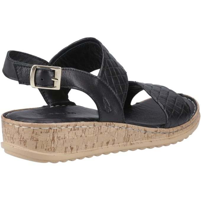 Hush Puppies Ebony Brede Pasvorm Leren Dames Zwarte Sandalen