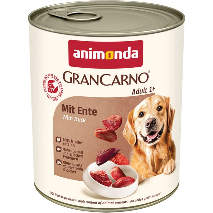Animonda GranCarno - Natvoer voor Volwassen Honden - Met Eend - 12x800g