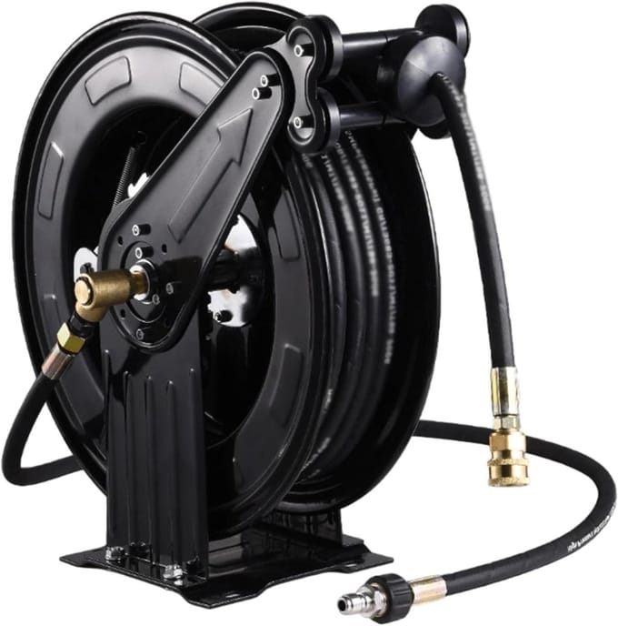 Slanghaspel - Waterslanghouder - Tuin Besproeien - Automatisch Intrekbaar - 20 meter - Grijs