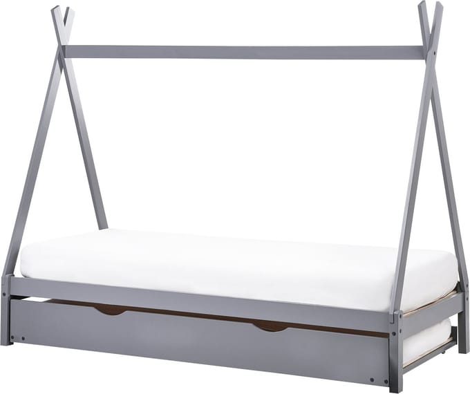 TALMONTIERS - Onderschuifbed - Grijs - 90 x 200 cm - Grenenhout