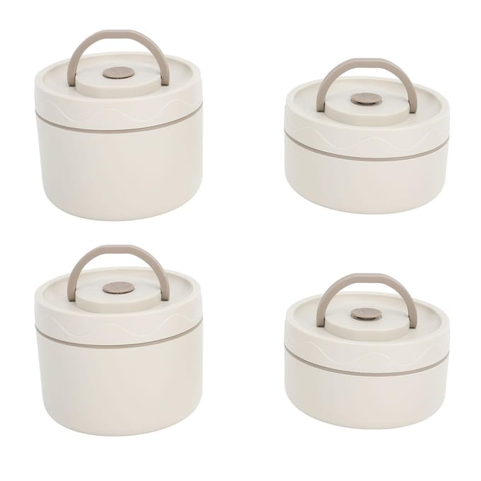 Geïsoleerde Lunchcontainer 304 Roestvrij Staal Luchtdicht Multifunctioneel Draagbaar Rond Thermisch Bento Box met Thermische Tas white