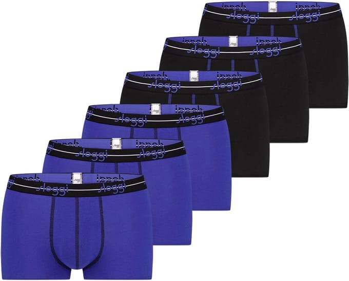 Sloggi Retro Short 6-Pack Heren Onderbroeken - Zwart/Blauw - Maat XL