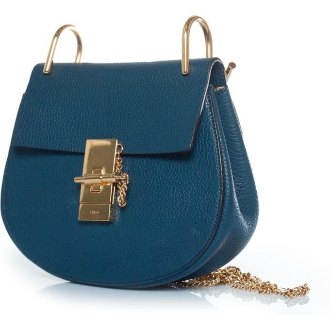 blauwe leren drew tas