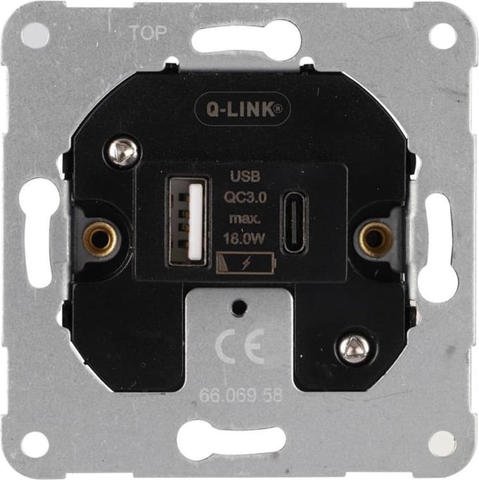 Q-Link inbouw charger element usb a/c universeel