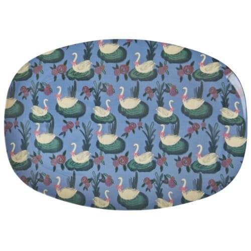 Rice melamine bord vierkant swan lake