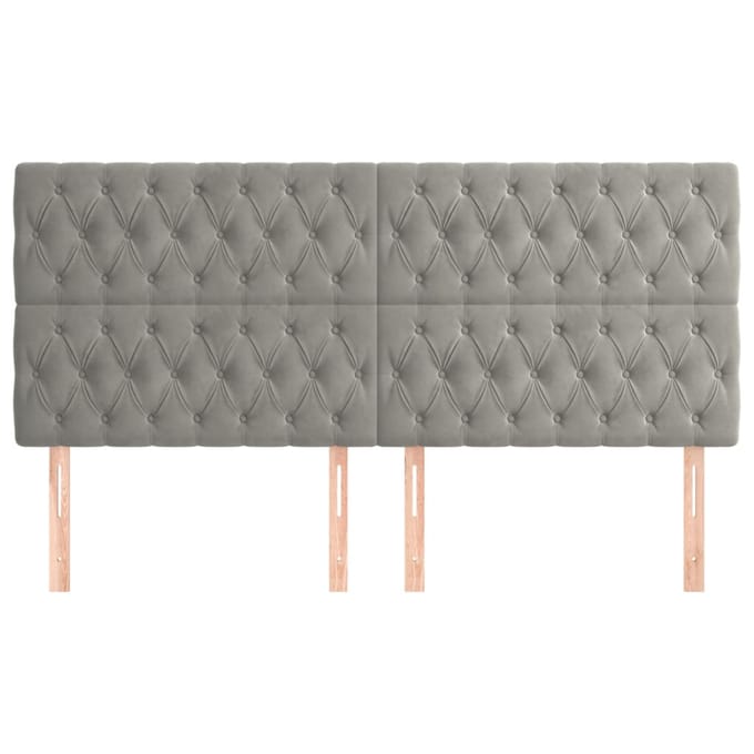 vidaXL - Hoofdbord - lichtgrijs - 200x7x118/128 - cm - fluweel
