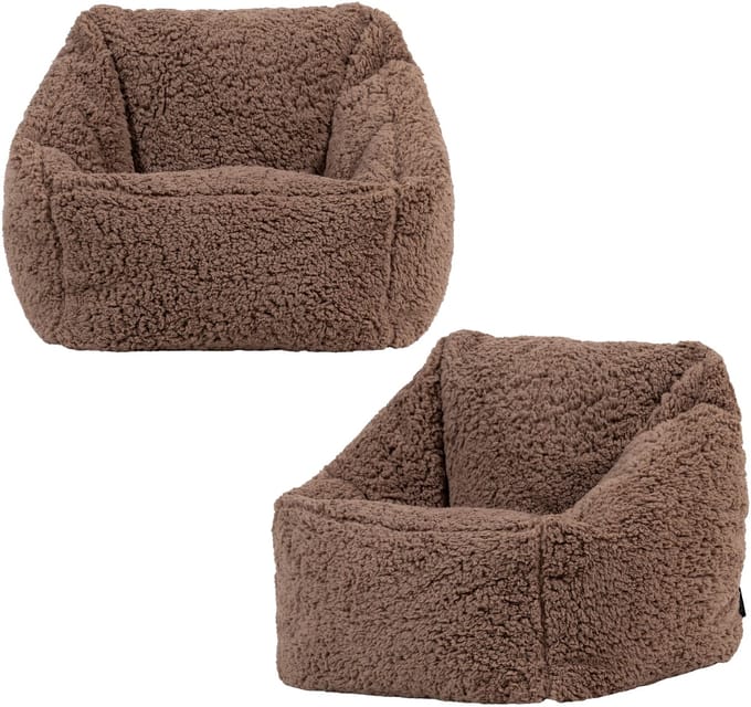 icon - Natalia Kinderzitzak Stoel - Set van 2 - Fluffy Pluche Teddy - Mocha