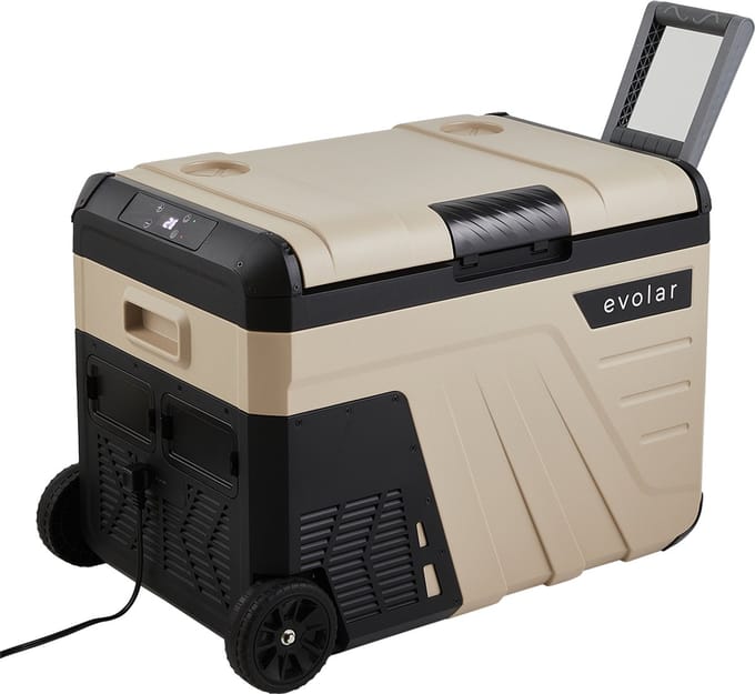 Evolar Elektrische Compressor Koelbox - 35L - 12V en 230 volt - Met Wielen & Hendel - Coolbox - Khaki
