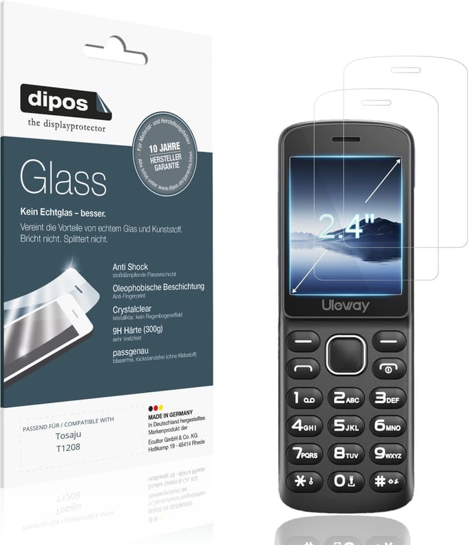 dipos – 2x Pantserfolie geschikt voor Tosaju T1208 | 9H Screenprotector