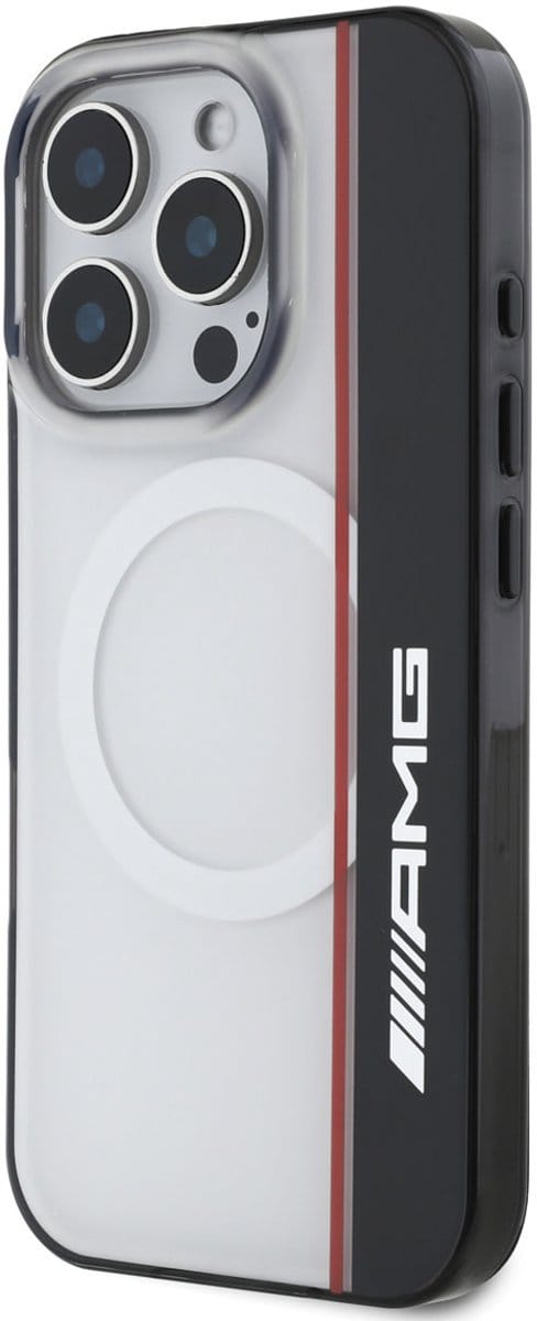 AMG iPhone 16 Pro Back cover case - Magsafe - Double Layer - Red Line - White