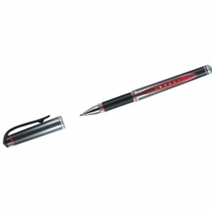 Gelpen met rubberen greep, 0,6 mm punt - 12 stuks rood