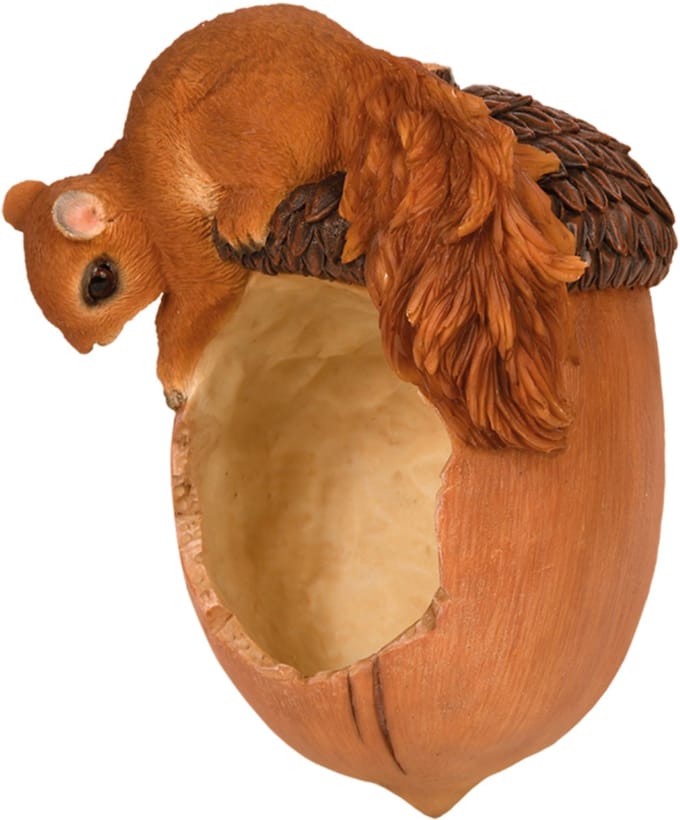 Voederschaal vogels - ophangbaar - L20 cm - polystone - eikel - voor pindakaas - voor Eekhoorns