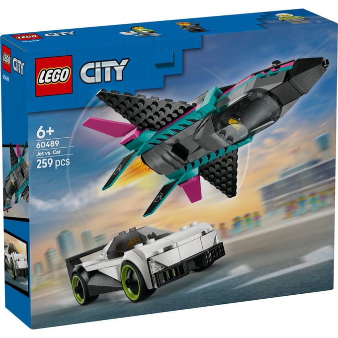 LEGO City Straalvliegtuig vs. Sportauto Bouwset 60489 | Avontuurlijke Race- en Vliegset voor Kinderen