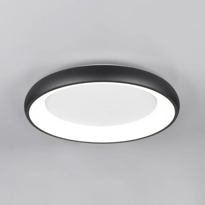 Trio Lighting Plafondlamp Cardona, Ø 62 cm, mat zwart, metaal, CCT