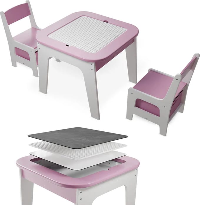 Kinderzitgroep Milou - Met 2 stoelen en 1 tafel - Roze
