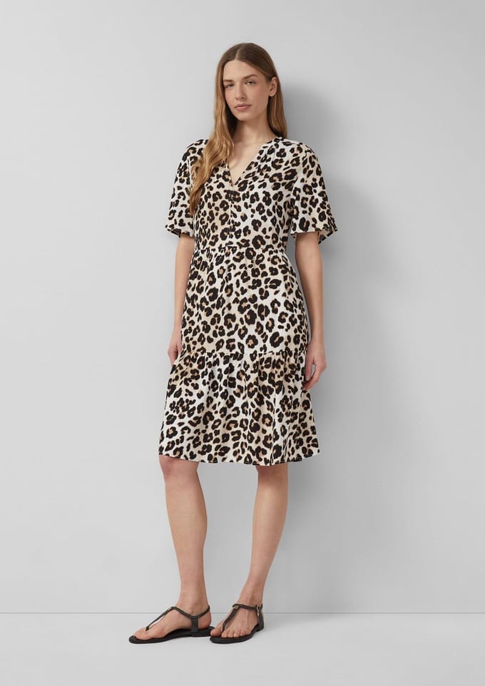 Korte viscose jurk met plooien voor dames s.Oliver
