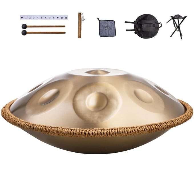 Handpan Drum 22 en 10 Notes Ré Mineur Instrument à Percussion à Main avec Maillet