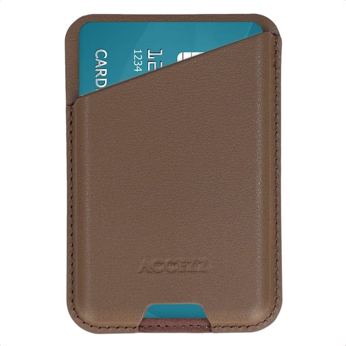 Accezz Magnetische Leren Pasjeshouder - Wallet Kaarthouder geschikt voor Apple Find My - Coffee Brown