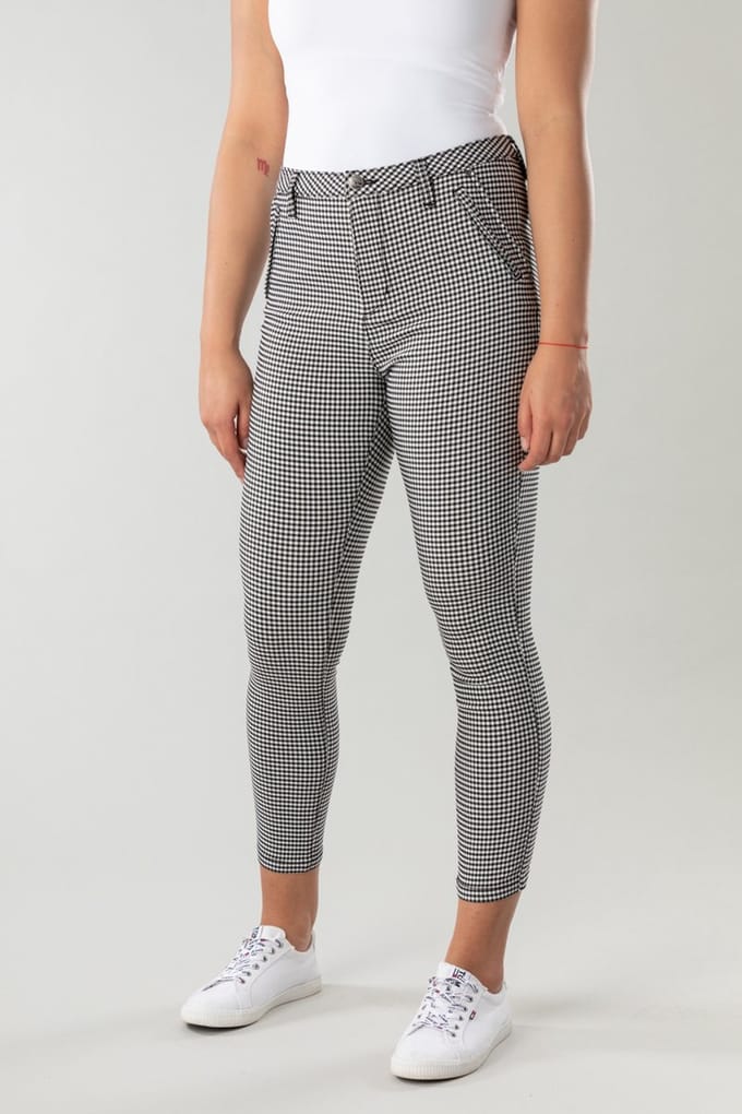 New Star dames broek - Aragon - zwart/wit ruit - 7/8 lengte - maat 30