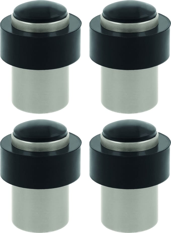 AMIG Deurstopper/deurbuffer - 4x - D30mm - inclusief schroeven - mat zilver