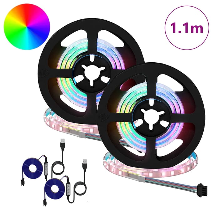vidaXL LED-strip 2 st Zwart en transparant Koper en kunststof