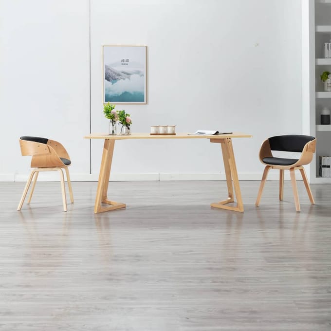 vidaXL Eetkamerstoelen 2 st gebogen hout en kunstleer