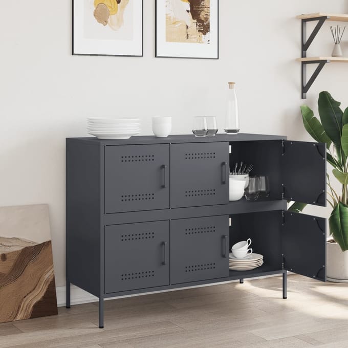 vidaXL - Dressoir - 100,5x39x79 - cm - staal - antracietkleurig