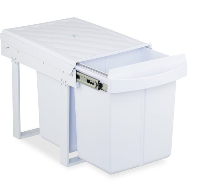 inbouw prullenbak - 2 vakken - 2x 20 l - keukenkastje - uittrekbaar - wit