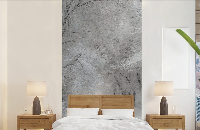 Behang - Fotobehang Bomen - Sneeuw - Winter - Breedte 120 cm x hoogte 240 cm