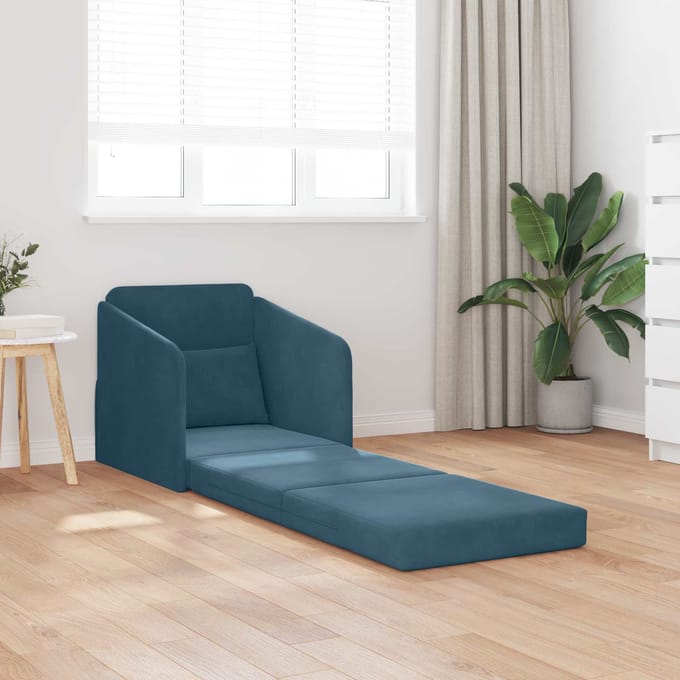 vidaXL - Slaapbank - Blauw - 65 - x - 80 - x - 83 - cm - Fluweel