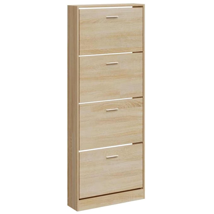 vidaXL - Schoenenkast - 59x17x150 - cm - bewerkt - hout - eikenkleurig