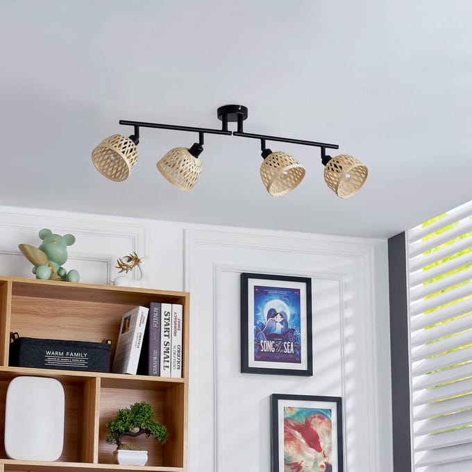 Lindby - buitenspot - 4lichts - Bamboe - H: 22 cm - E14 - hel hout
