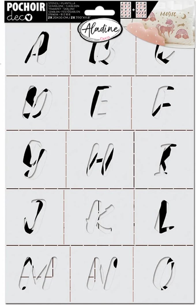 Aladine sjabloon set alfabet 20x30 cm - creatieve stencil voor kinderen.