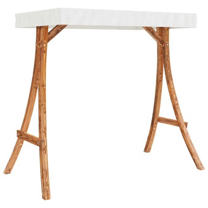 vidaXL - Schommelframe - met - crèmekleur - dak - gebogen - hout - met - teakafwerking