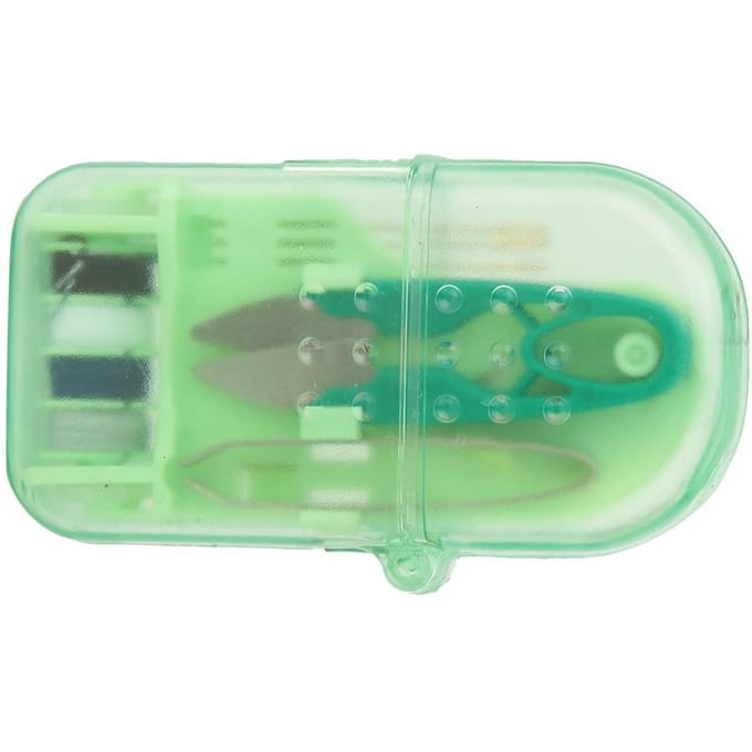 Prachtige en Draagbare Mini Macaron Kleur Plastic Naaigereedschapskist Naald Schaar(Groen) groen