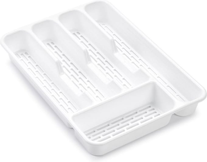 PlasticForte Bestekbak - wit - 5-vaks - 24 x 34 x 4 cm - bestekhouder