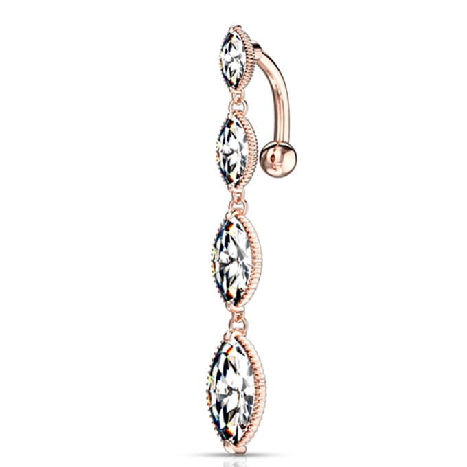 Navelpiercing 4 Marquise verticale drop - rose - LMPiercings