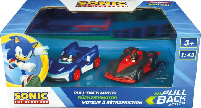 Carrera Speelgoedvoertuig - Sonic the Hedgehog Sonic vs. Shadow - Pull Back Auto - Terugtrekauto - 1:43 - 2 Stuks