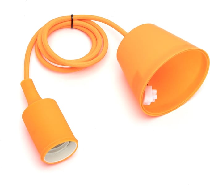 LED lamp DIY | pendel hanglamp - strijkijzer snoer | E27 siliconen fitting | oranje