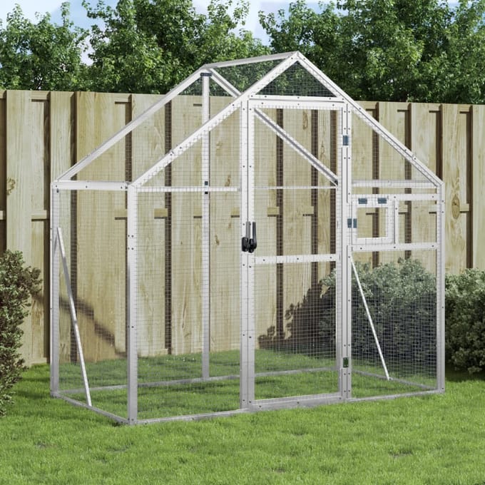 vidaXL Volière 179x100x185 m aluminium zilverkleurig