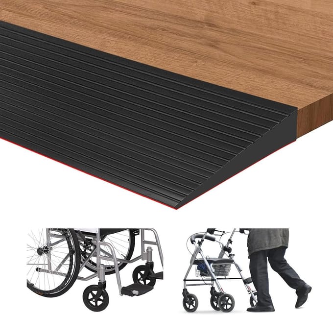Drempelramp voor zware lasten tot 800 kg, rubberen constructie, zelfklevend, hoogte 1 cm, breedte 5 cm
