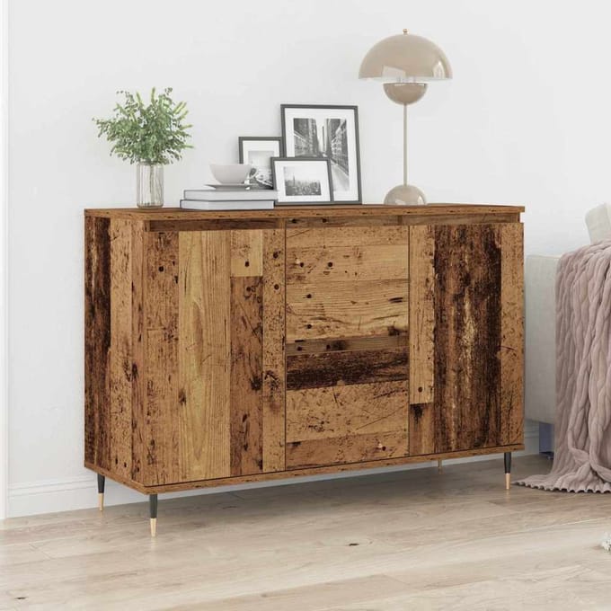 vidaXL - Dressoir - Oudhout - 101,5 - x - 35 - x - 70 - cm - Bewerkt - hout