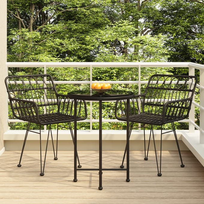 vidaXL - 3-delige - Tuinset - poly - rattan - zwart