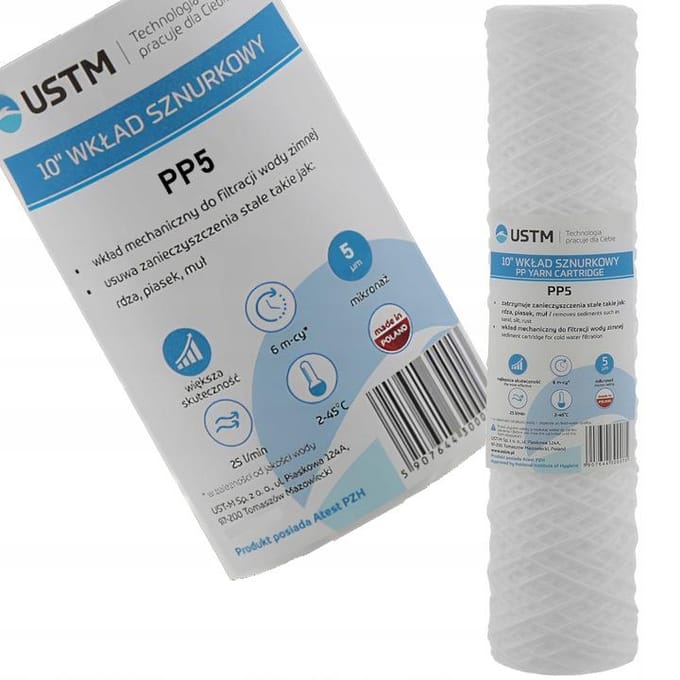 9x 10" Touwfilter Inzetstuk 5 Micron Waterfilter PP5M