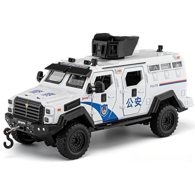 1:32 Dongfeng Mengshi Sabertooth Modèle Voiture de Police Jouets Métal Moulé sous Pression Véhicules Tout-Terrain Son Lumière Tirer en Arrière Pour Garçons Enfants Cadeaux