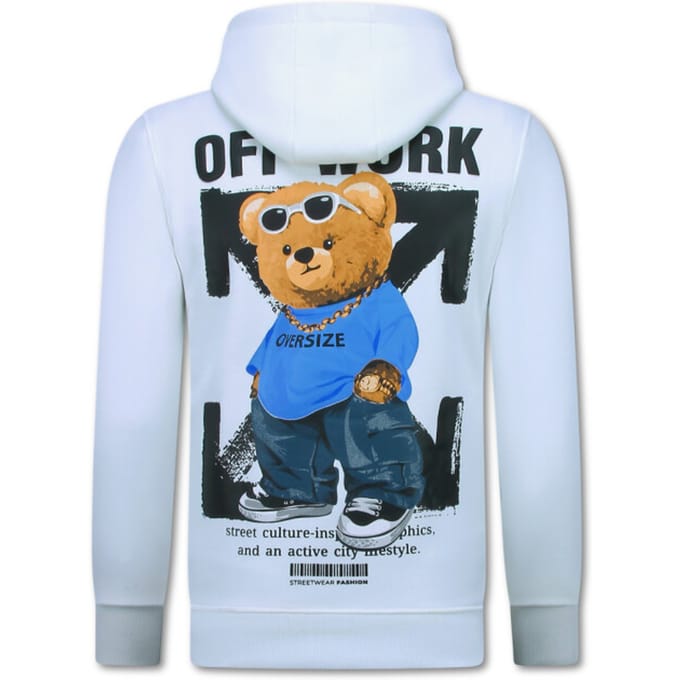 Oversized Hoodie Heren met Capuchon - Off Work - Dik Geweven - 5989 - Wit