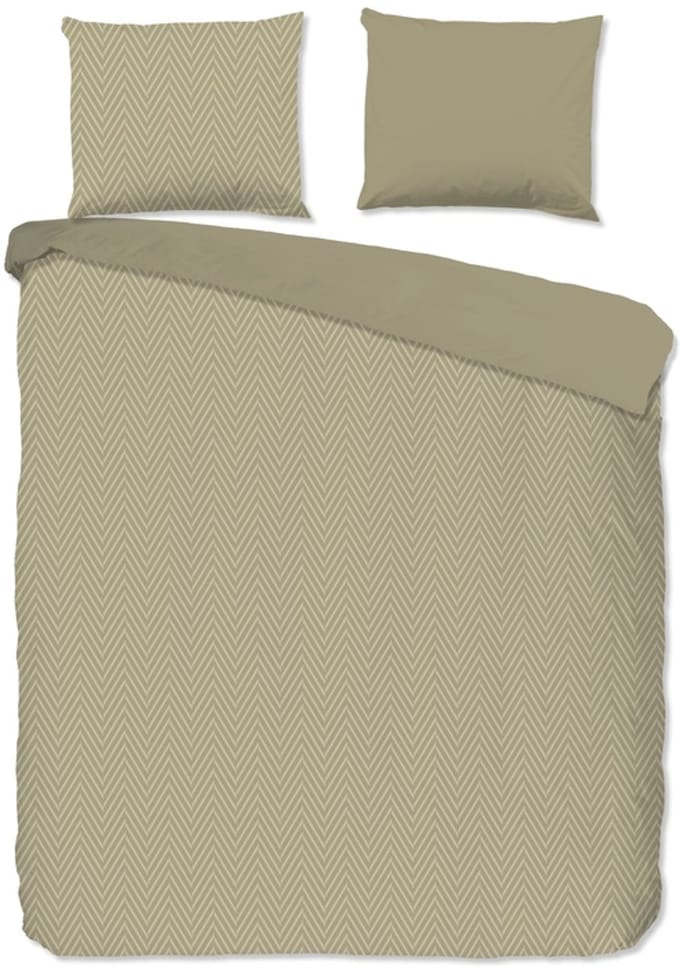 Pure dekbedovertrek geometrische print - 2 persoons 200x200/220 cm - Zand - Microvezel