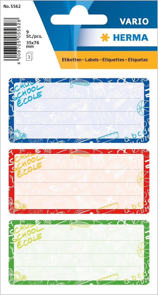 Etiketjes voor schoolboeken, 76 x 35 mm